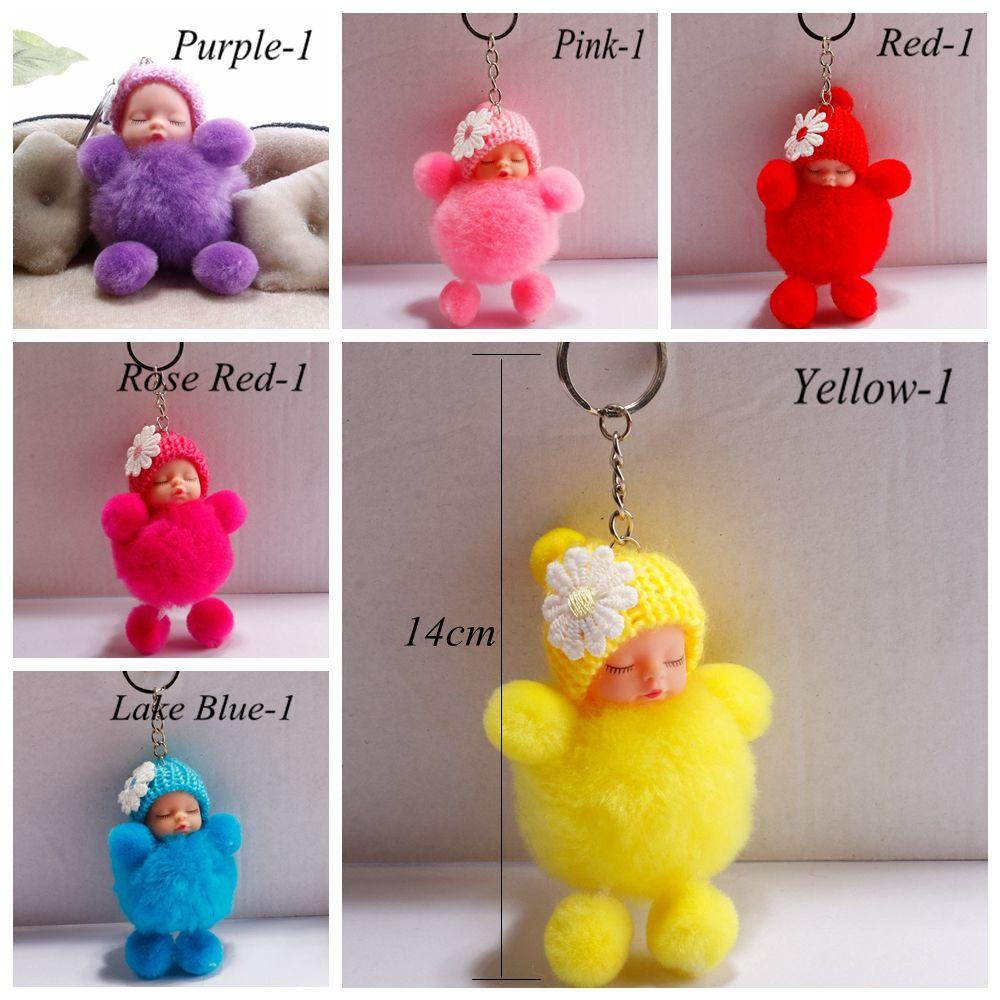 Móc Khóa Hình Em Bé Đang Ngủ Có Bóng Lông Dễ Thương