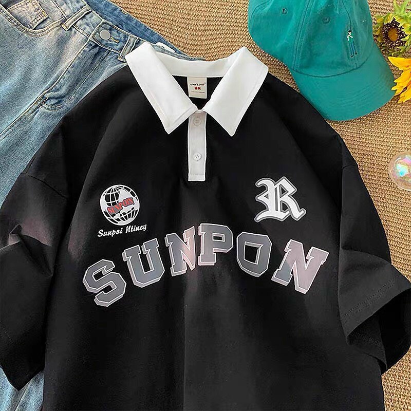 Áo Thun Polo Form Rộng Tay Lỡ Unisex Nam Nữ SUNPON Siêu Đẹp Camshop