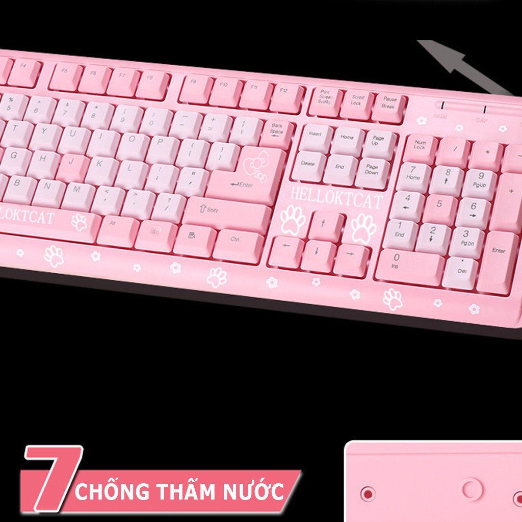 Bàn Phím Máy Tính HELLO KITTY CAT Bàn Phím Mèo Bàn Phím Hồng Siêu Cute Bàn Phím Có Dây