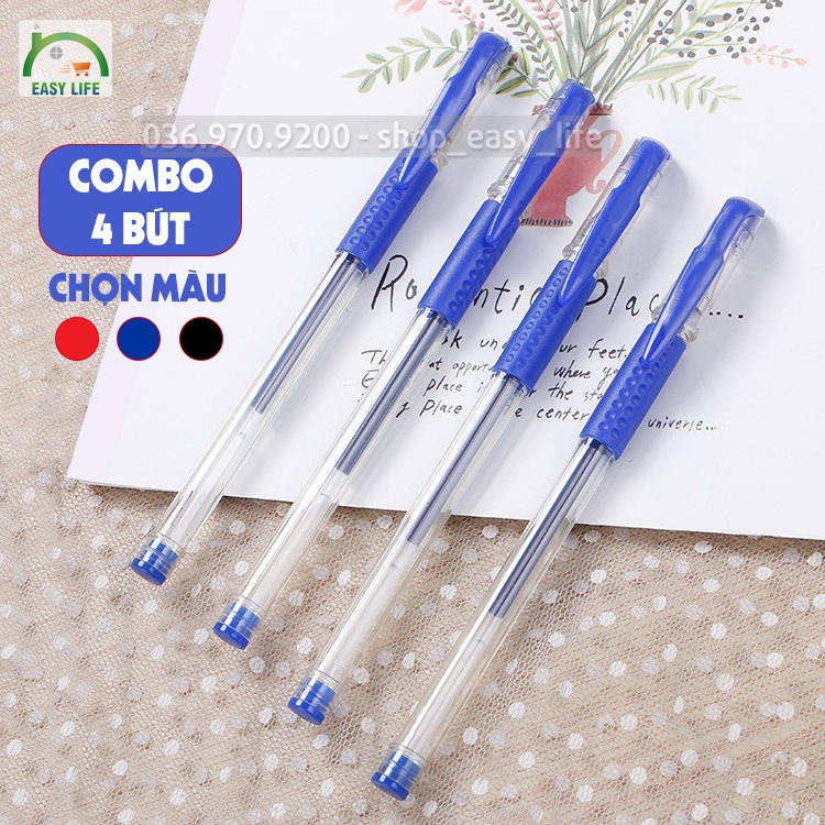 [4 cái] Combo 4 bút bi mực nước 0.5mm viết êm đều mực