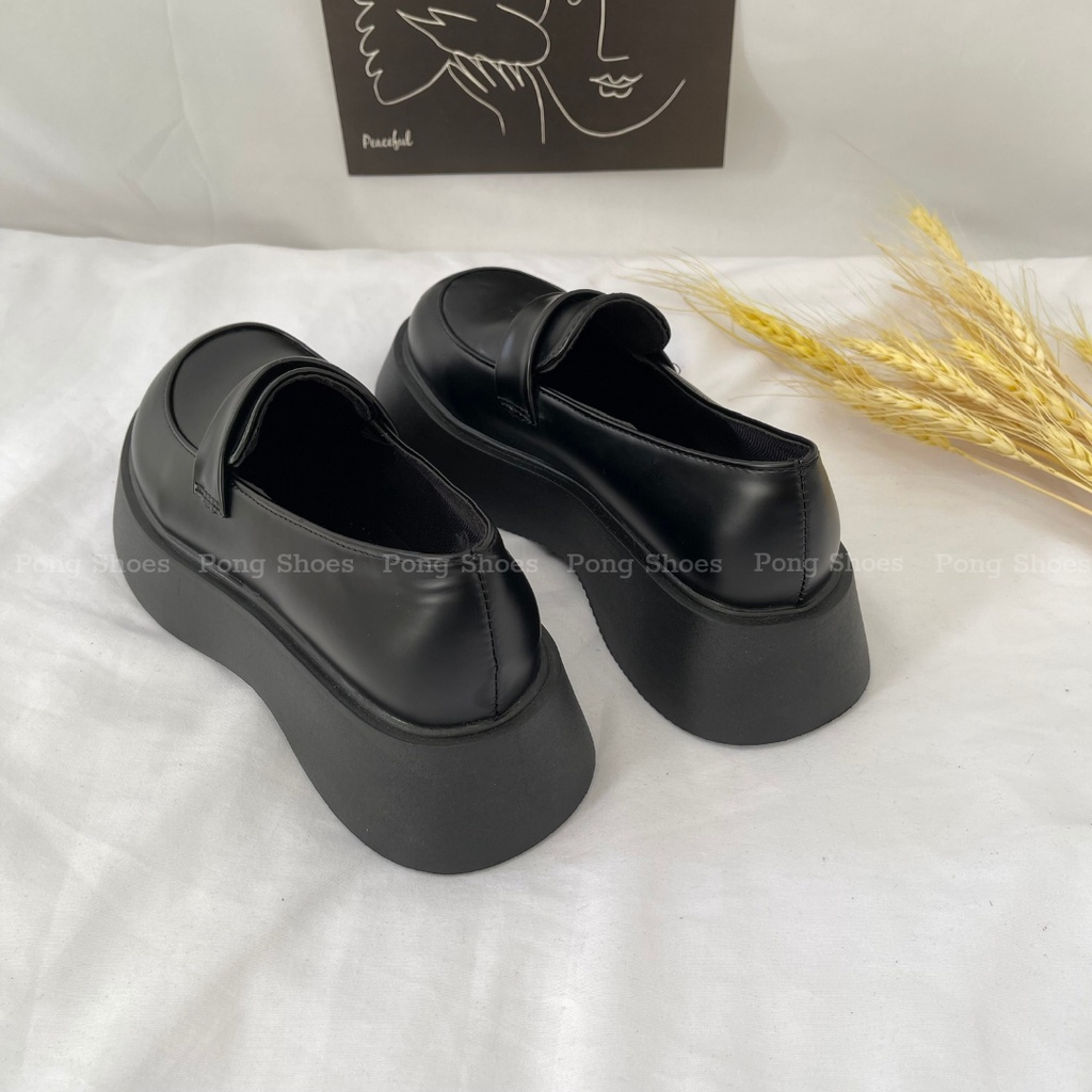 Giày Loafer PongShoes phong cách Ulzzangs màu đen be FULL HỘP 1359