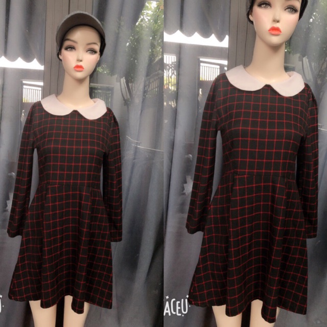 Đầm xoè  tay dài họa tiết combo
