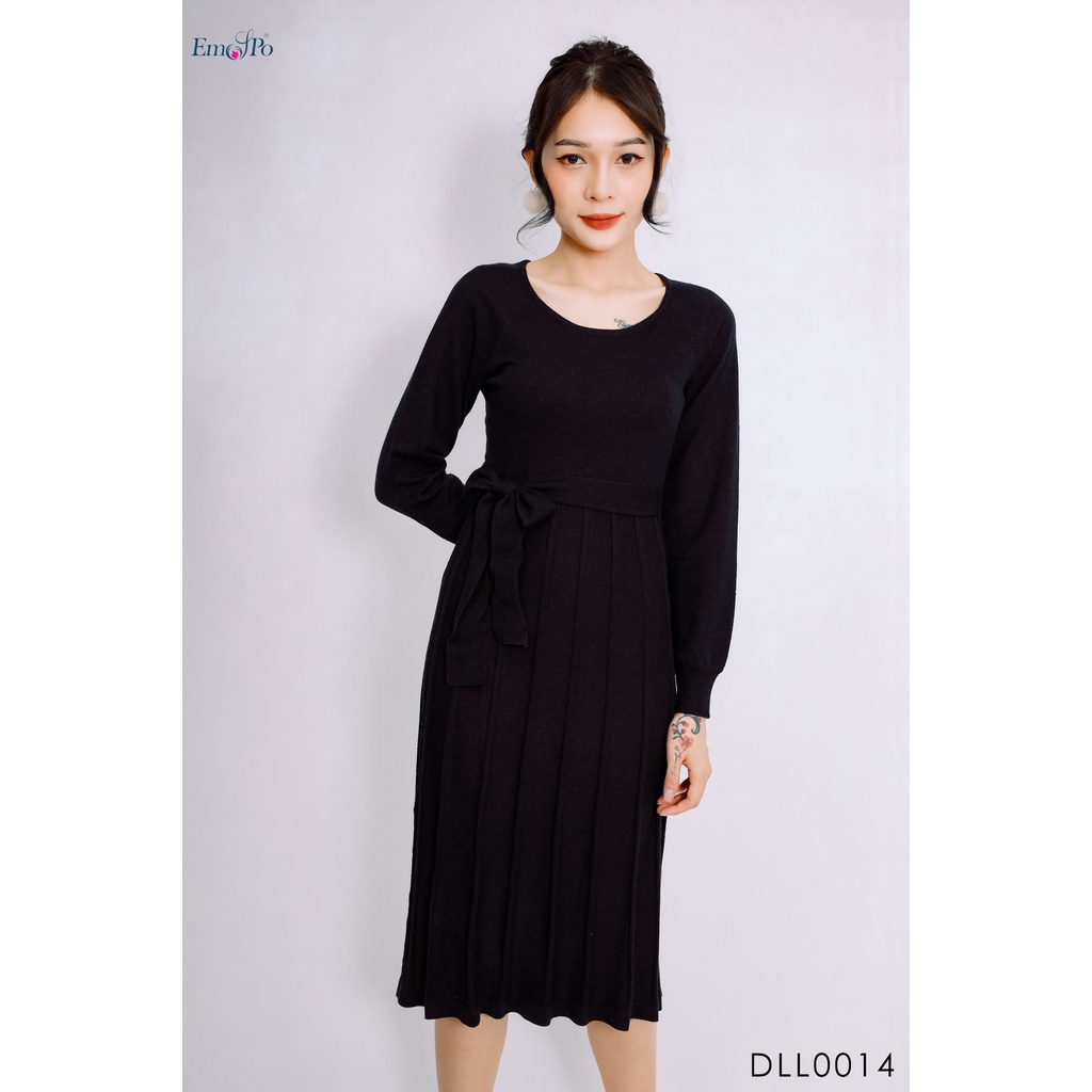 Đầm len dáng xòe cao cấp Emspo đai eo rời DLL0014