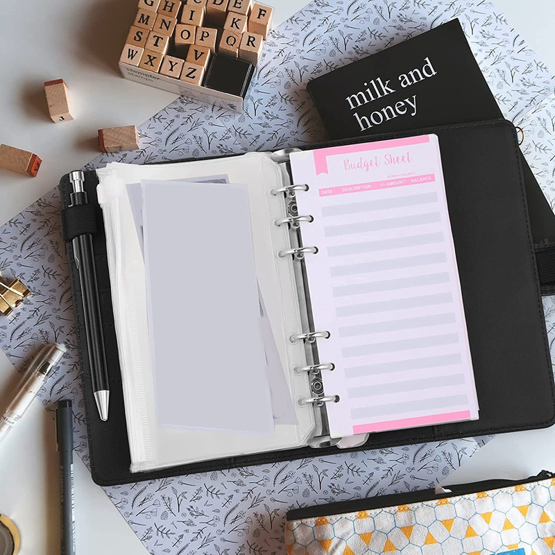 Set 25 bìa đựng tiền khổ A6 bằng da PU màu đen