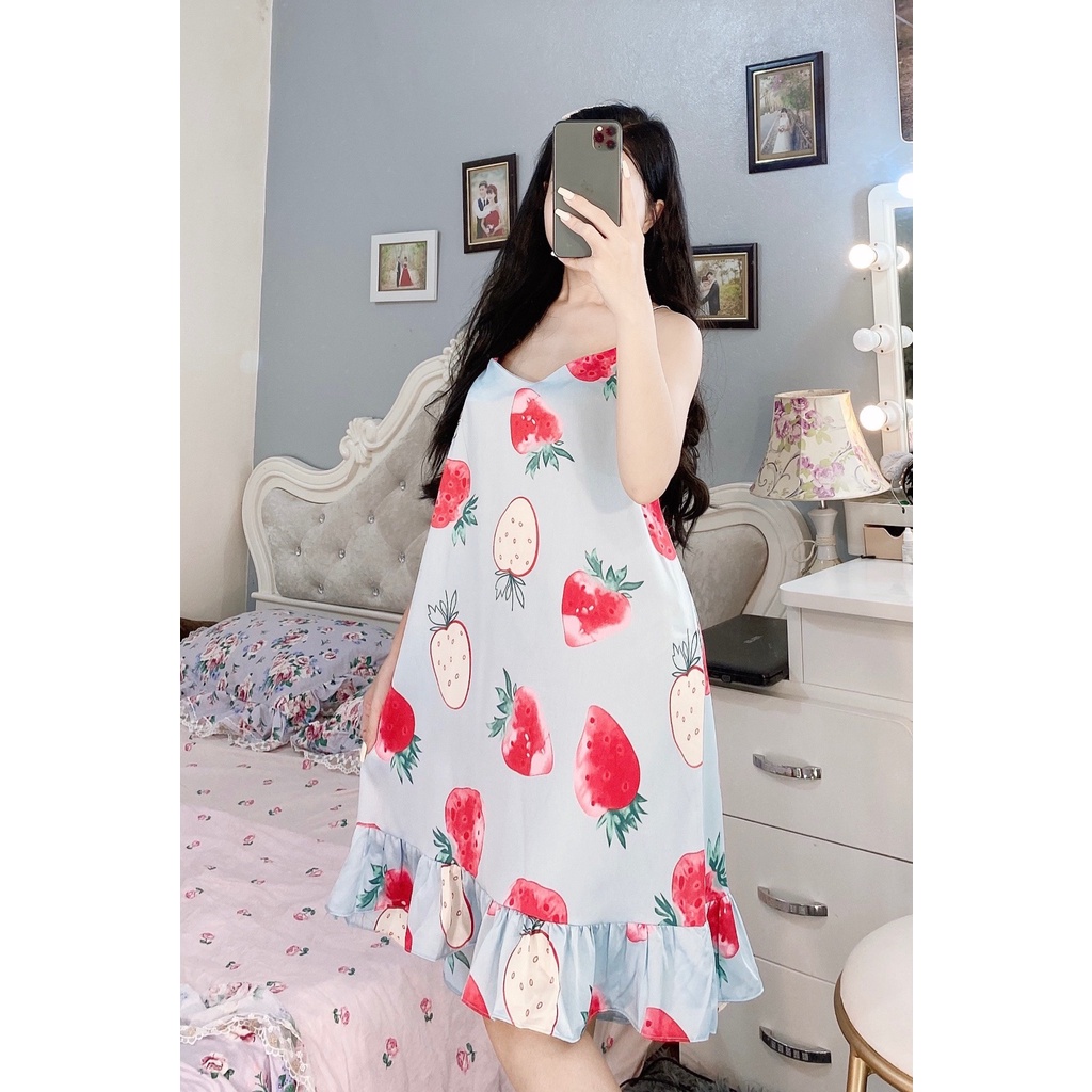 Đầm Ngủ Baby Váy Ngủ 2 Dây Lụa Satin Cao Cấp BV01 | BigBuy360 - bigbuy360.vn