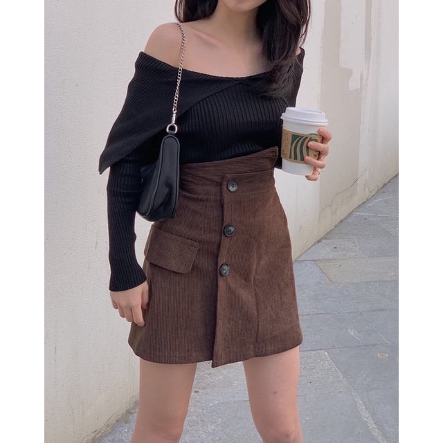 áo trễ vai dài tay len tăm LEN126 LOLLIE STUDIO