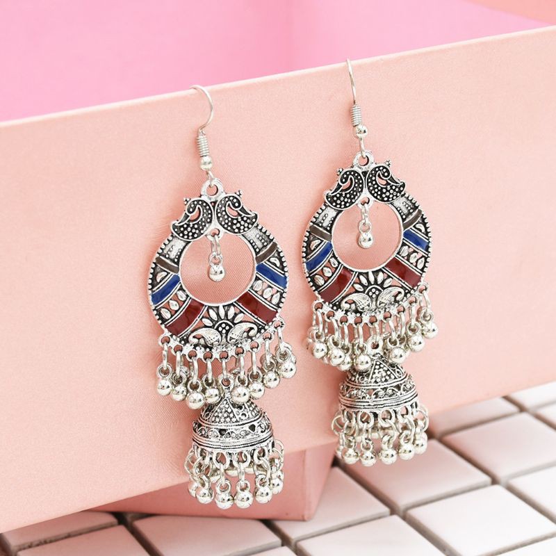 Khuyên tai kim loại phong cách Thổ dân Ấn độ thời trang cho nữ