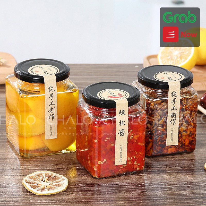 Hũ Thuỷ Tinh Vuông Nắp Thiếc 400Ml - 500Ml - 730Ml - 280Ml [Hàng Loại #1, Hũ Trơn Không In Hình]