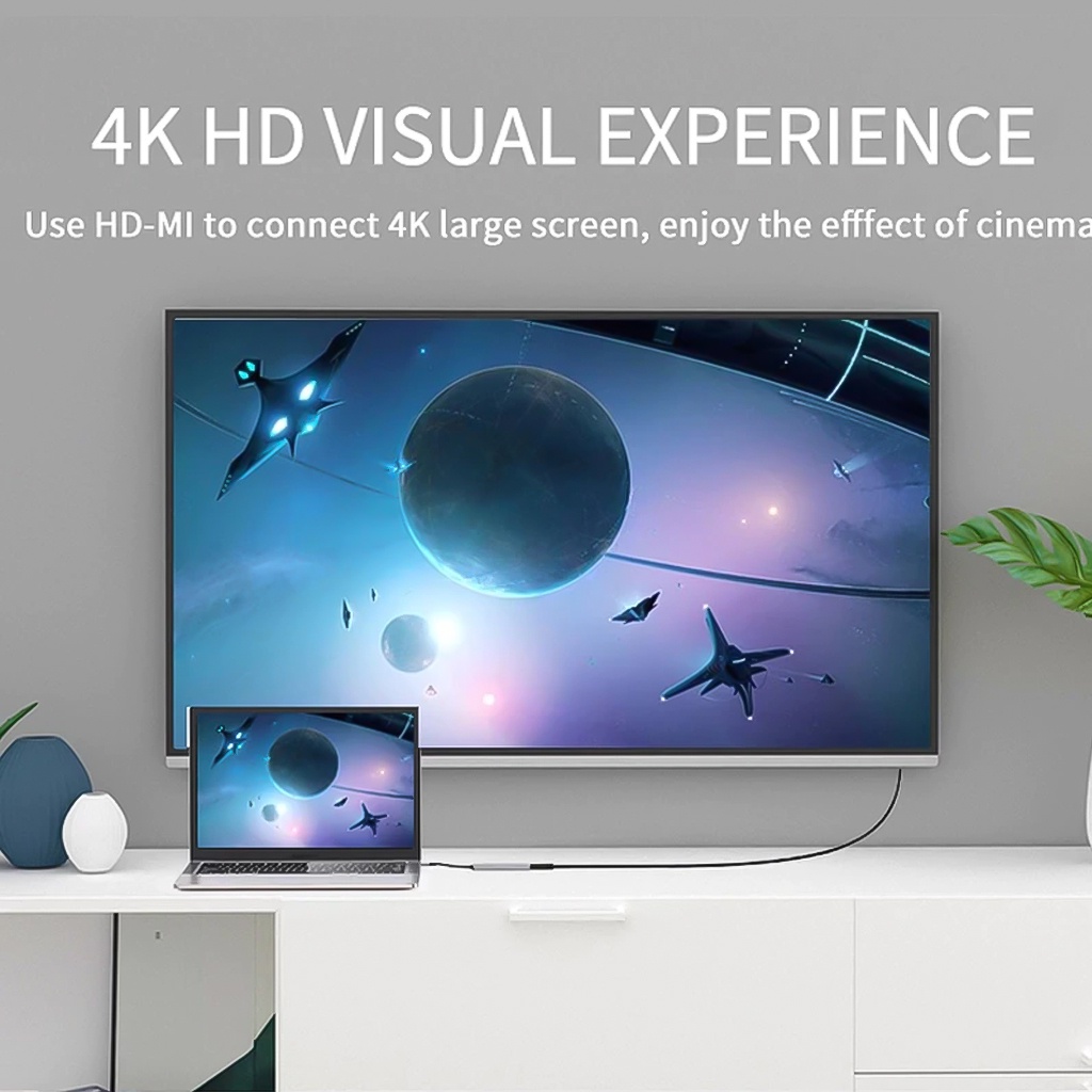 Bộ thiết bị Hub Cổng chia chuyển đổi đa năng USB Type-C 5 in 1 sang 5 Cổng HDMI 4K 60Hz/ USB 3.0/ Type-C/ PD -dc4825