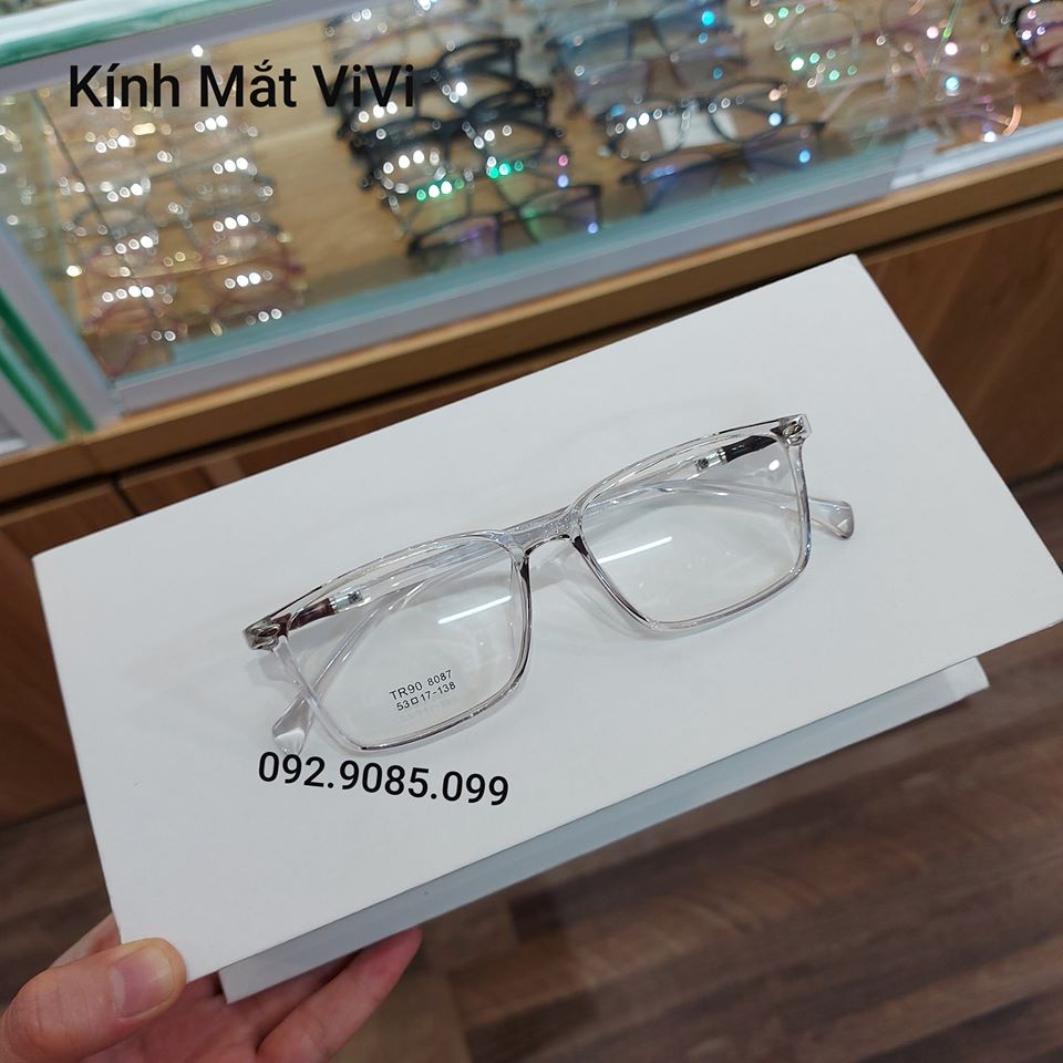 Gọng kính cận thời trang nam nữ nhựa dẻo dáng vuông V8087 - Kính 0 độ hàn quốc + nhận cắt cận viễn loạn