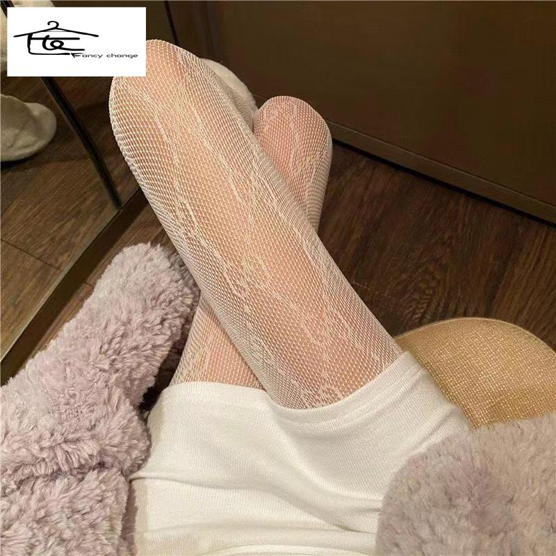 Vớ Lưới Phối Ren Hoa Màu Trắng/Đen Chống Móc Phong Cách Lolita Nhật Bản Quyến Rũ