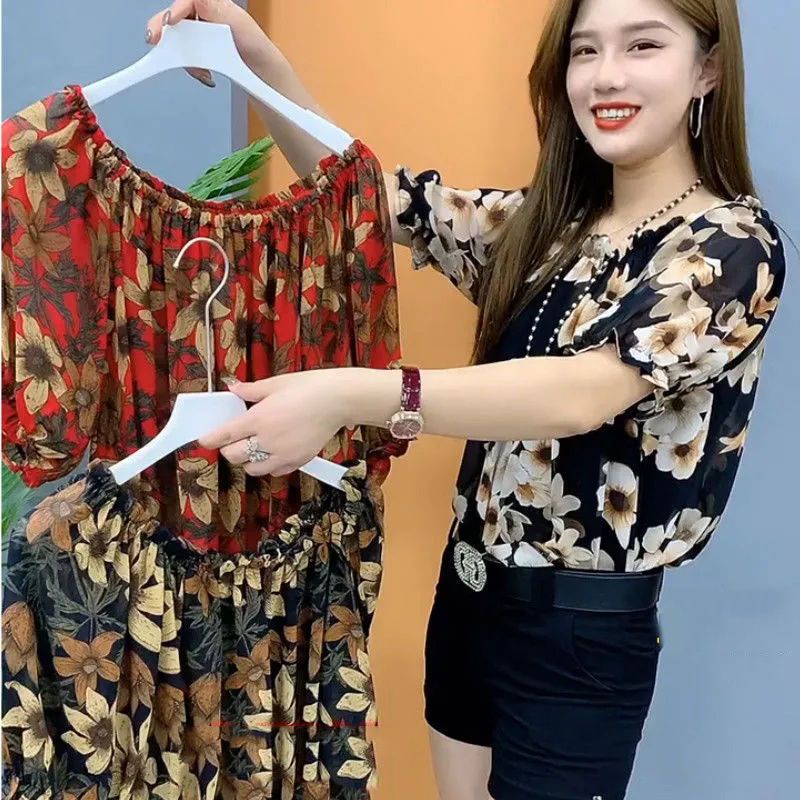 Áo Sơ Mi Chiffon Dáng Rộng Họa Tiết Hoa Phong Cách Thời Trang Phương Tây Dành Cho Nữ