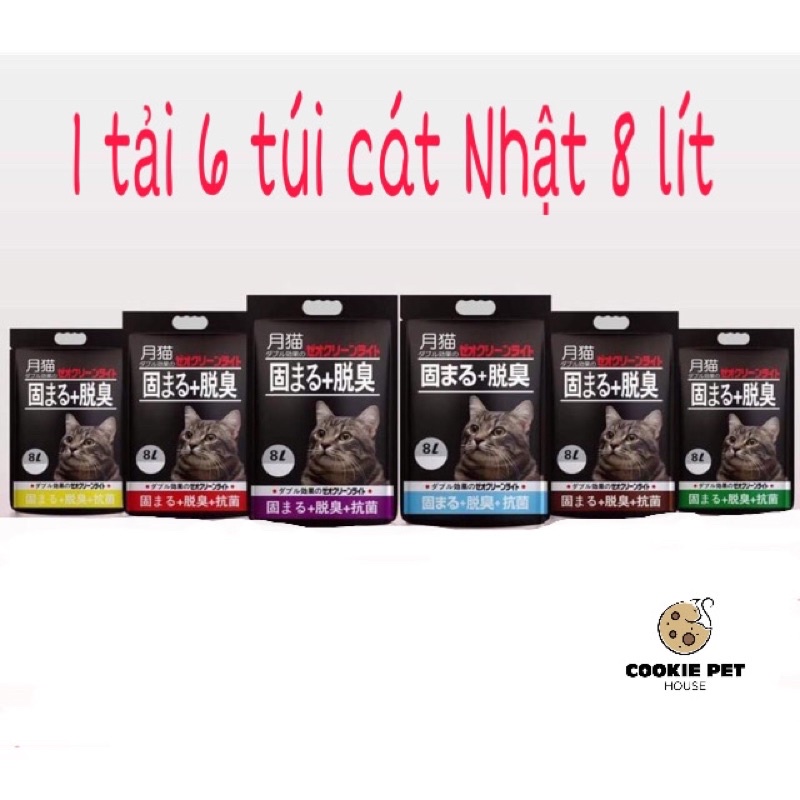 Combo 6 túi cát Nhật đen chính hãng 8 lít siêu vón, siêu khử mùi tiết kiệm cho mèo