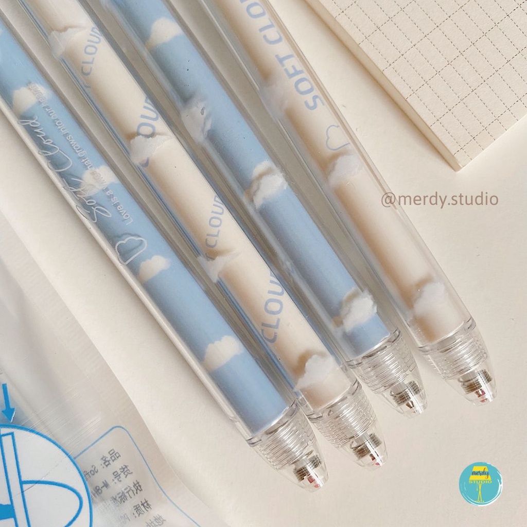 Bút bấm Mura Soft Cloud thiết kế đám mây trôi sáng tạo mực đen, ngòi 0.5mm