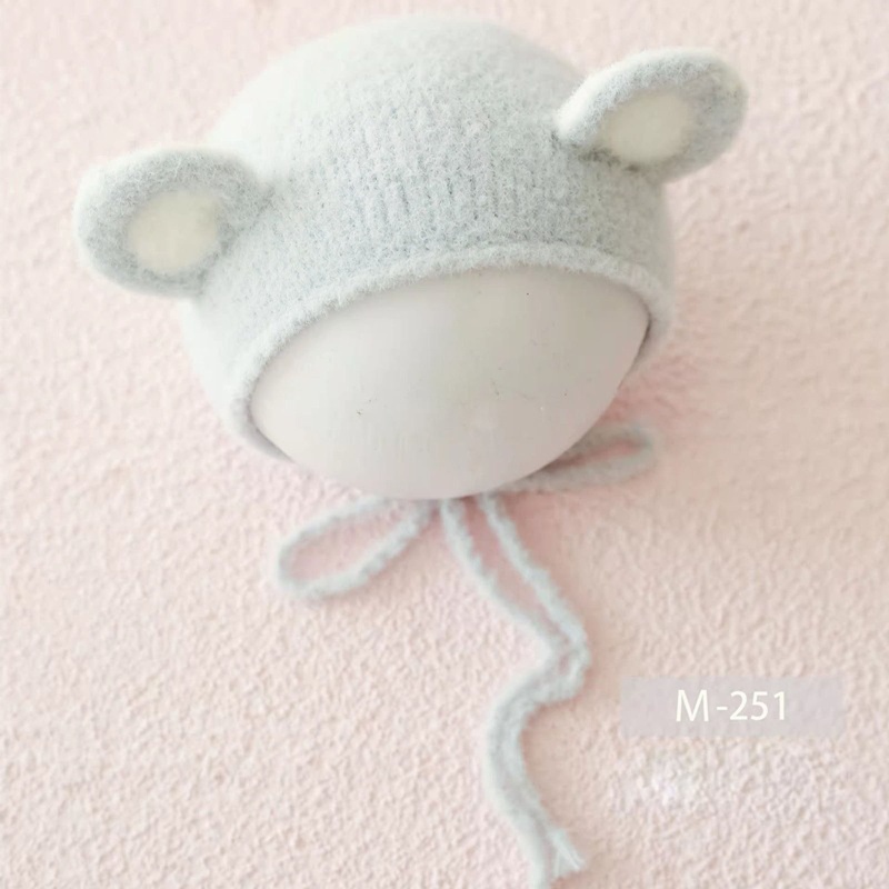 Mũ Đan Len Hình Tai Thỏ Dễ Thương Dùng Làm Phụ Kiện Chụp Ảnh Cho Bé Sơ Sinh