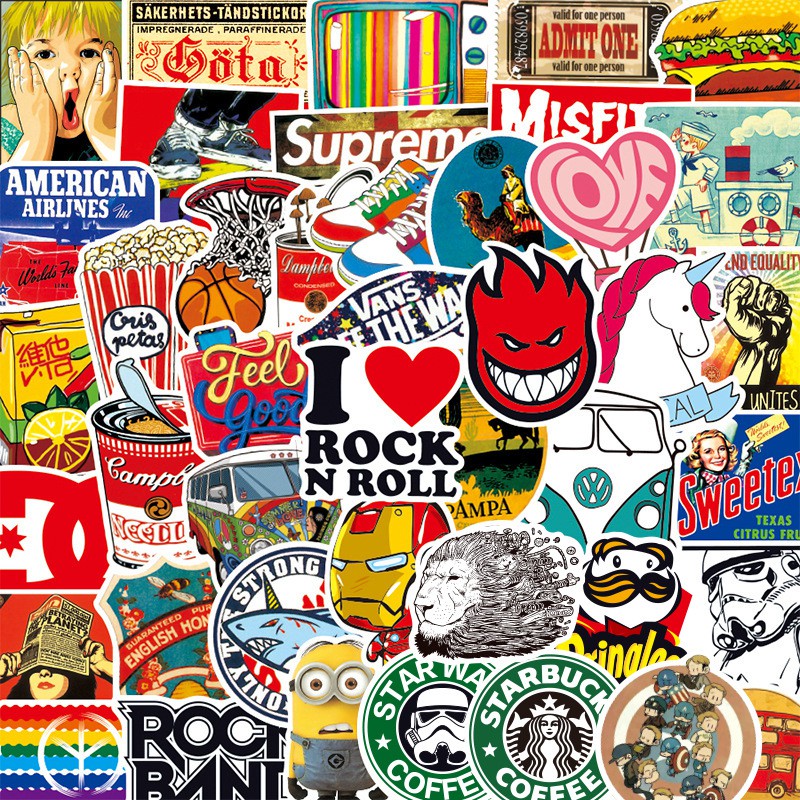 [Set 10 chiếc] Sticker Bóng Rổ, Ván Trượt, Jeep Dán Trang Trí Bàn Học, Sticker Dán Mũ Bảo Hiểm Sticker NBA Skate Jeep