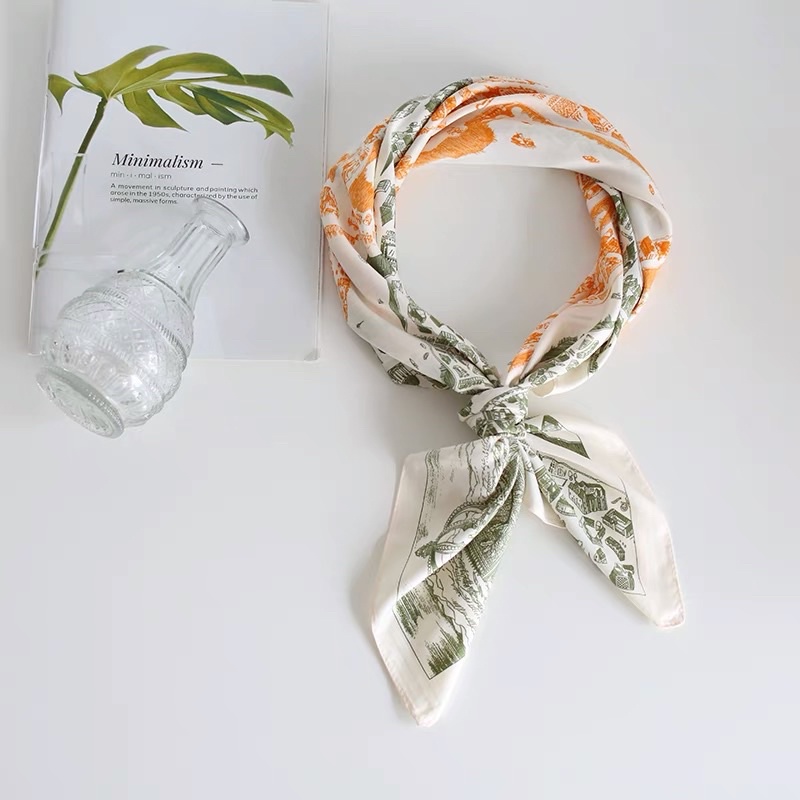 Khăn turban lụa vuông hình con ngựa bandana cột áo yếm size 70cm - Maben