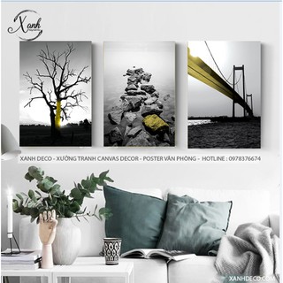 Tranh canvas phong cảnh đen trắng hiện đại trang trí nội thất