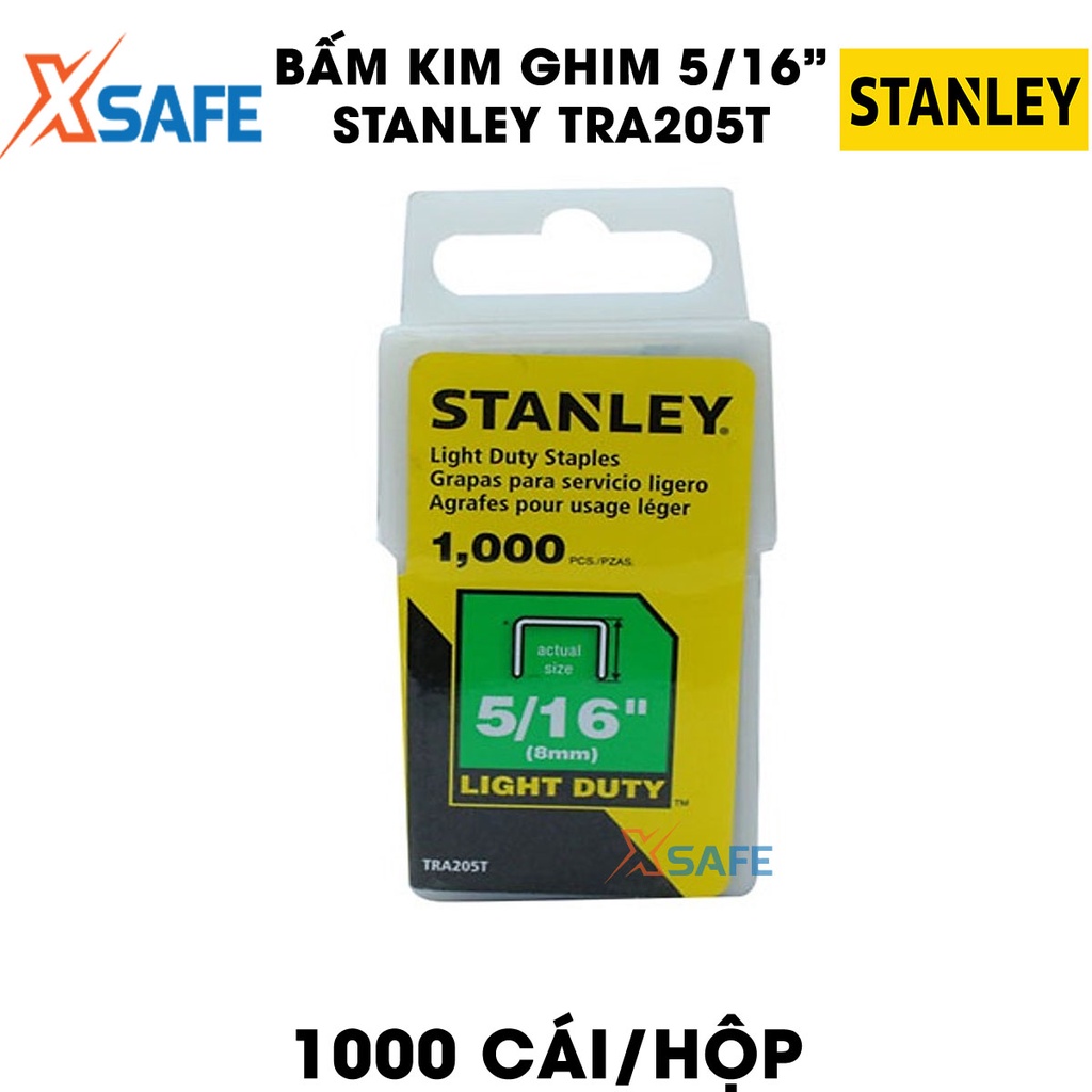 Kim bấm ghim 5/16 inch STANLEY TRA205T 8mm Kim dập ghim hợp kim thép cứng cấp không gỉ, chữ U thông dụng, 1000 chi tiết