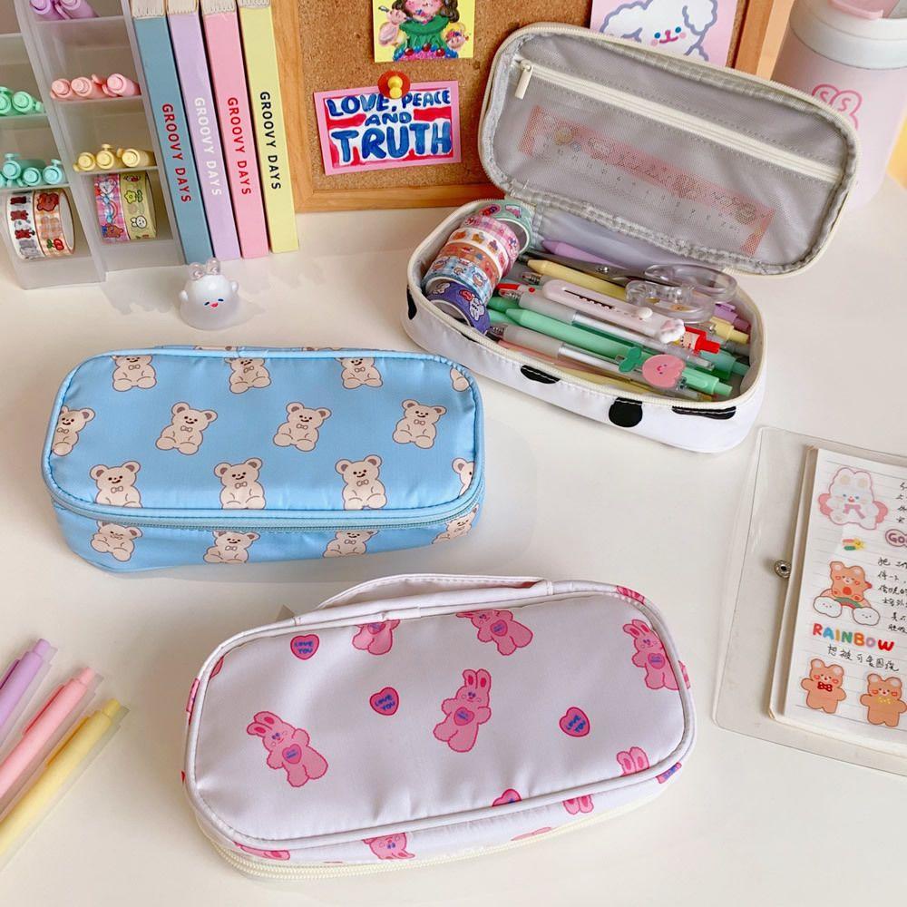 Lloyd Túi Đựng Bút Canvas Phối Lưới Hình Động Vật Hoạt Hình Dễ Thương Cho Học Sinh