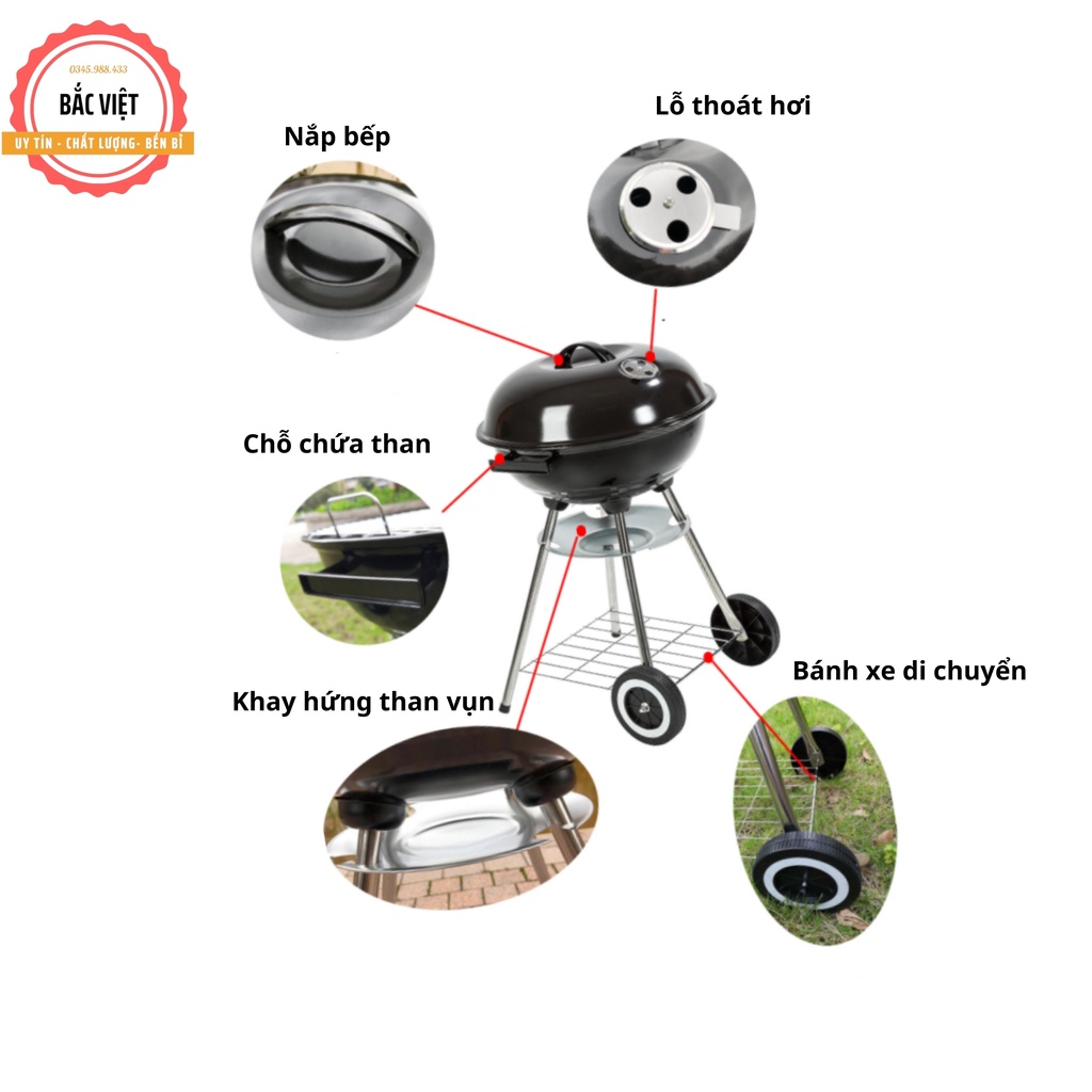 Bếp nướng BBQ than hoa dã ngoài ngoài trời loại bếp tròn cao cấp