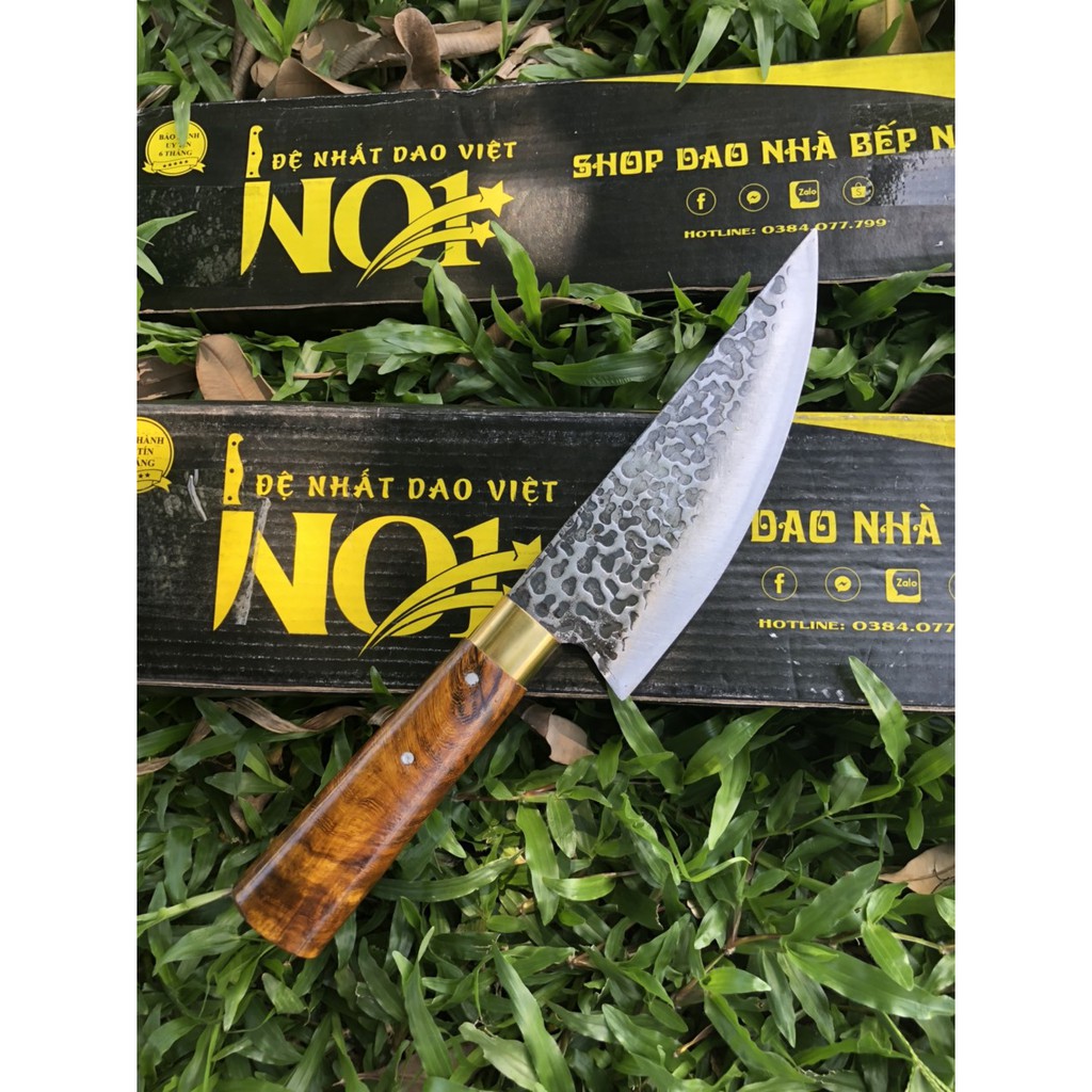 Dao bếp, bộ 4 dao nhà bếp cao cấp được rèn thủ công từ nhíp xe ô tô cán gỗ chuyên dùng chặt xương thái rau củ quả