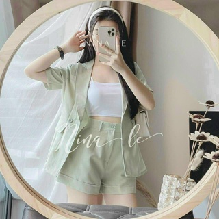 SET ĐỒ 3 MÓN NỨ QUẦN ĐÙI ÁO THUN KÈM ÁO KHOÁC VET THANH LỊCH