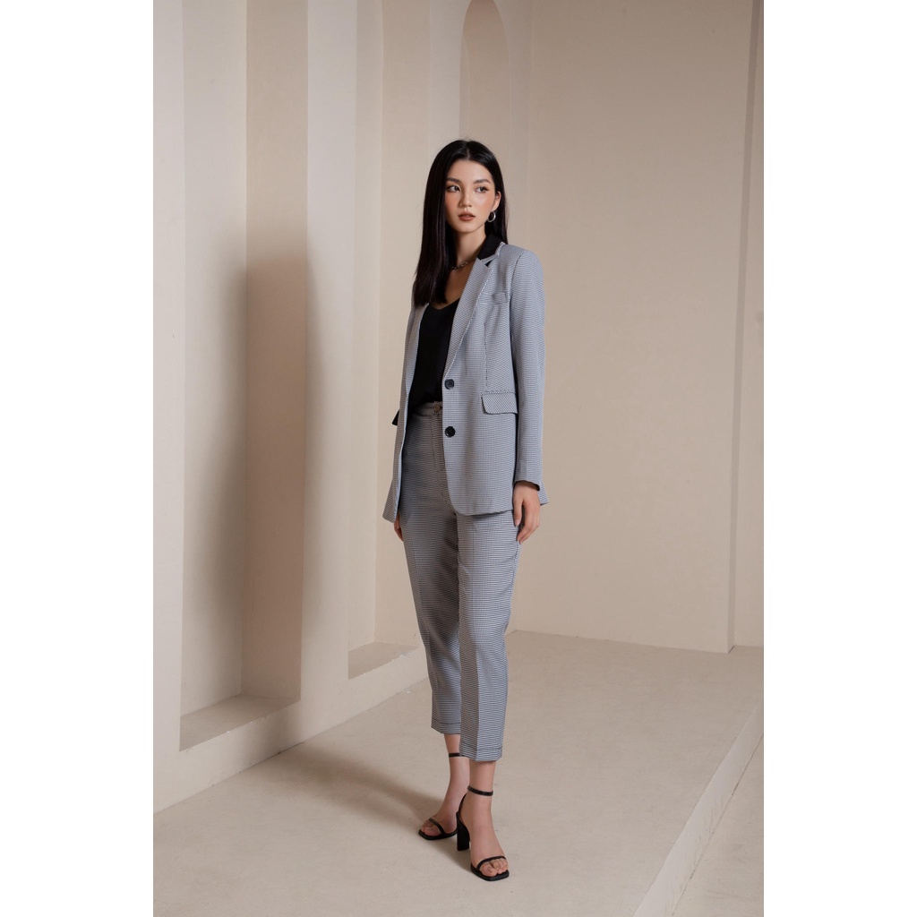 Set vest blazer nữ Houndi Maiimer kẻ xám | BigBuy360 - bigbuy360.vn