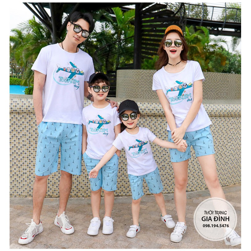 Set đồ gia đình máy bay xanh (có video thật)