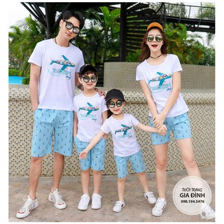 Set đồ gia đình máy bay xanh