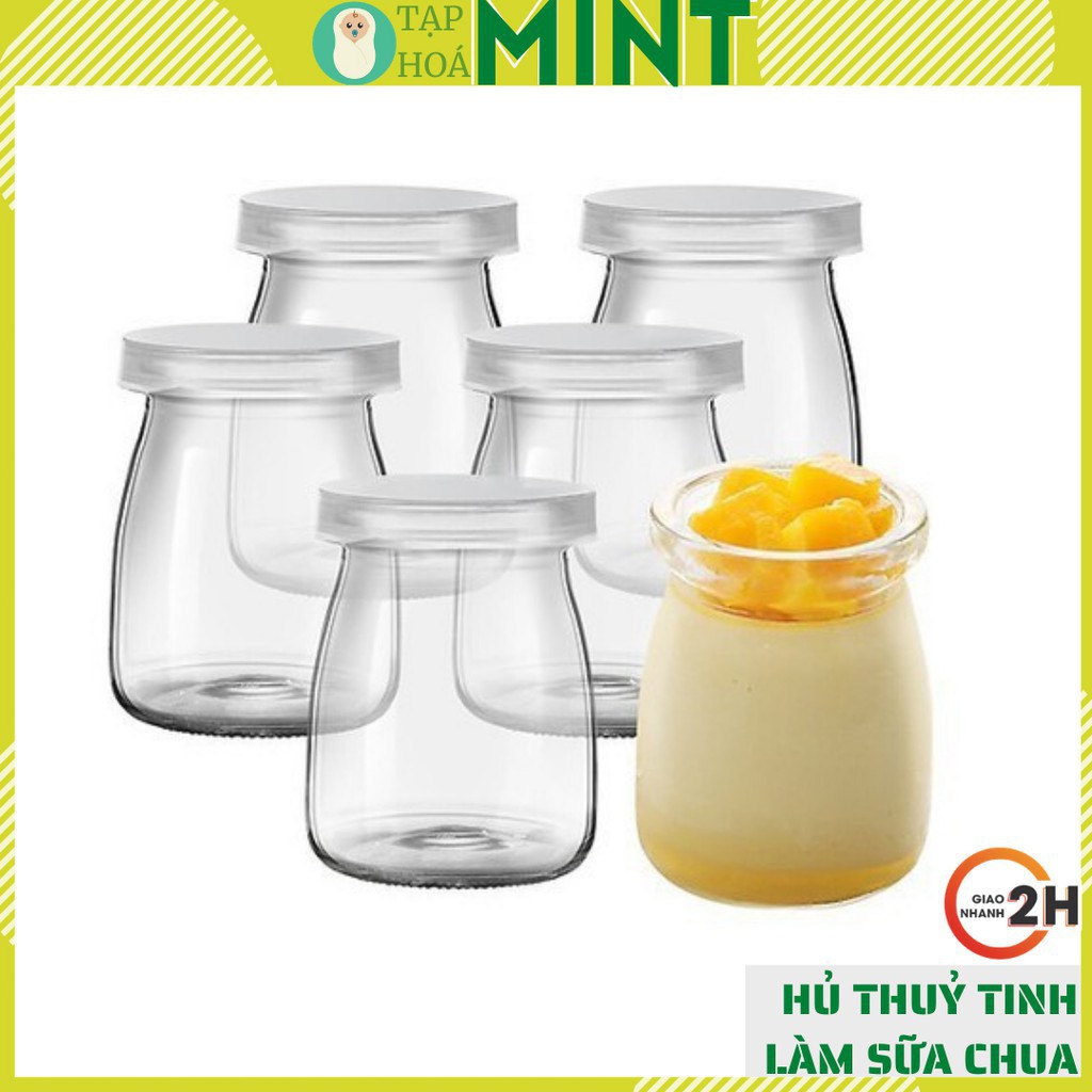 Bộ 12 hủ thủy tinh làm sữa chua 100ml có nắp đậy