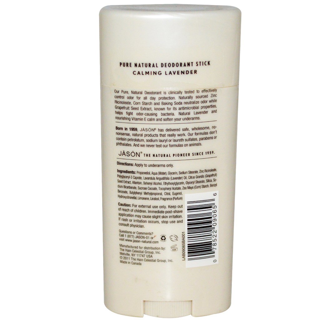 Lăn khử mùi thiên nhiên dạng sáp JASON Calming Lavender Deodorant Stick 71g (Mỹ)