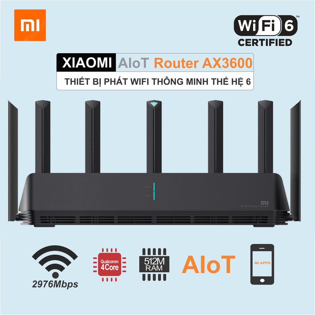 Router Wifi Xiaomi AIoT AX3600 - 7 Ăng ten - chuẩn WIFI 6