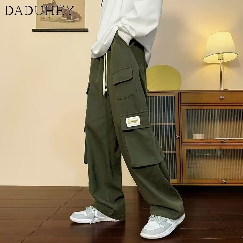 DaDuHey Men's Korean-Style Loose Casual Harem Pants Trendy, Smart and All-Matching Mechanical Style Overalls