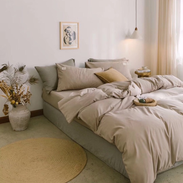 BỘ CHĂN GA GỐI COTTON TICI CAO CẤP ( CHĂN ĐÃ TRẦN BÔNG) BE TRƠN - ĐỦ KÍCH THƯỚC