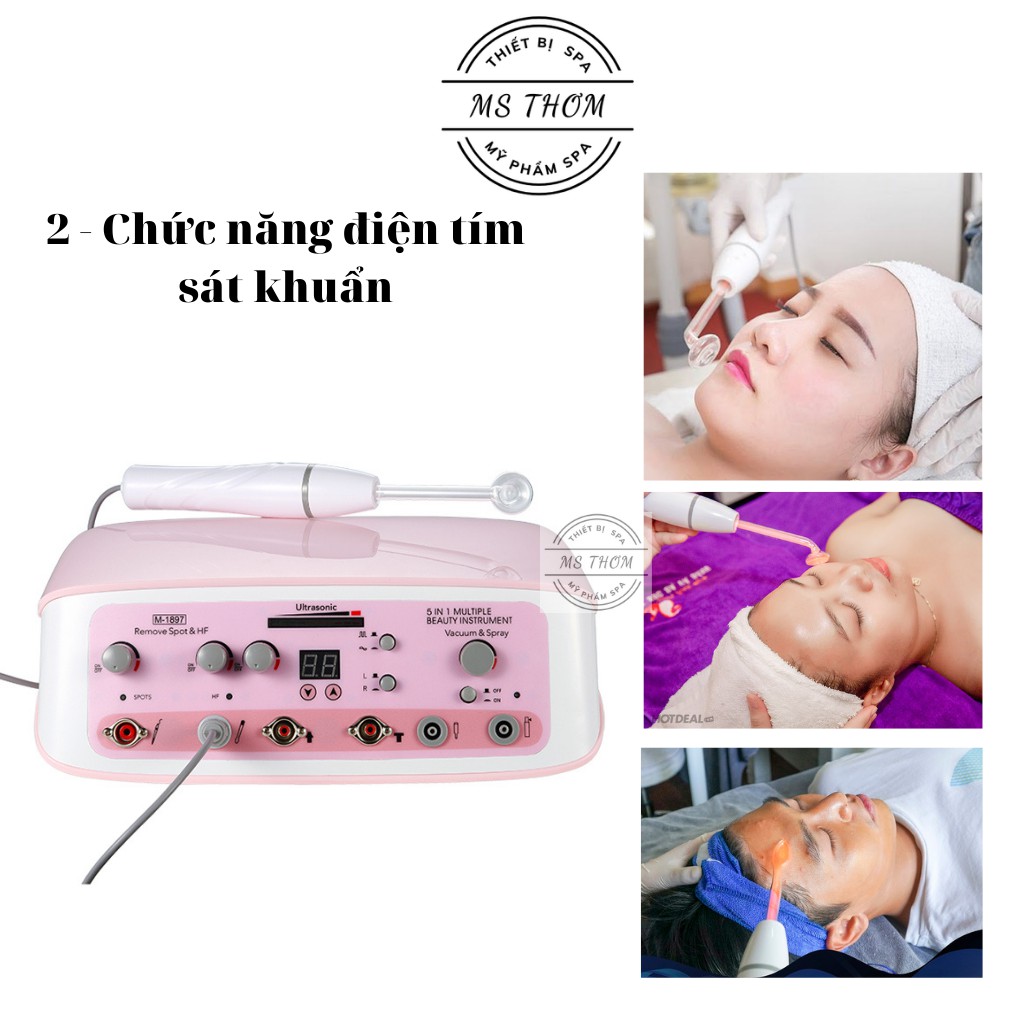 Máy thẩm mỹ 5 chức năng M-1897 chuyên dùng trong spa (5cn: đốt mụn, điện tím, thải chì, hút mụn, phun sương)