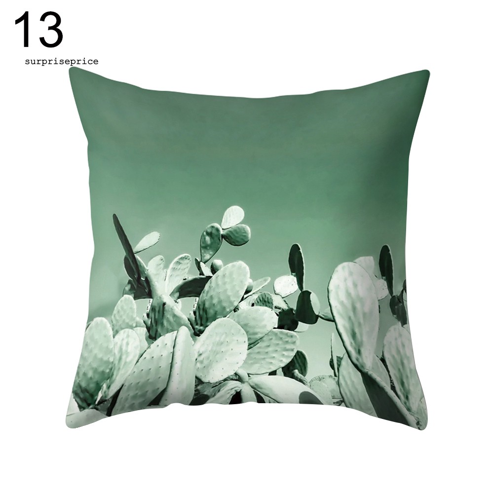 Vỏ gối tựa lưng ghế xe hơi/sofa hình lá/xương rồng/chim hồng hạc mùa hè