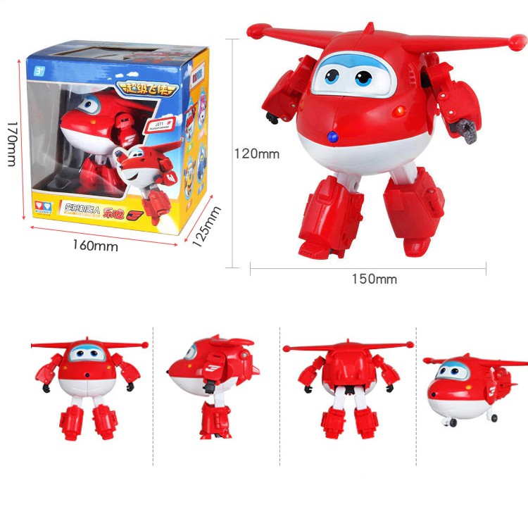 Super wings đồ chơi lắp ghép biến hình Robot biến hình máy bay cỡ to Jett Tia Chớp đồ chơi trẻ em