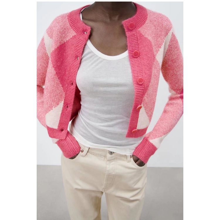 Zara Áo Khoác cardigan Dệt Kim Màu Hồng Ngọt Ngào Thời Trang Mùa Hè 5536017