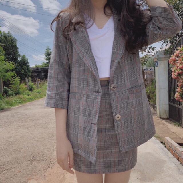 Set Vest Kèm Chân Váy Công Sở Cao Cấp / Ảnh Thật | BigBuy360 - bigbuy360.vn