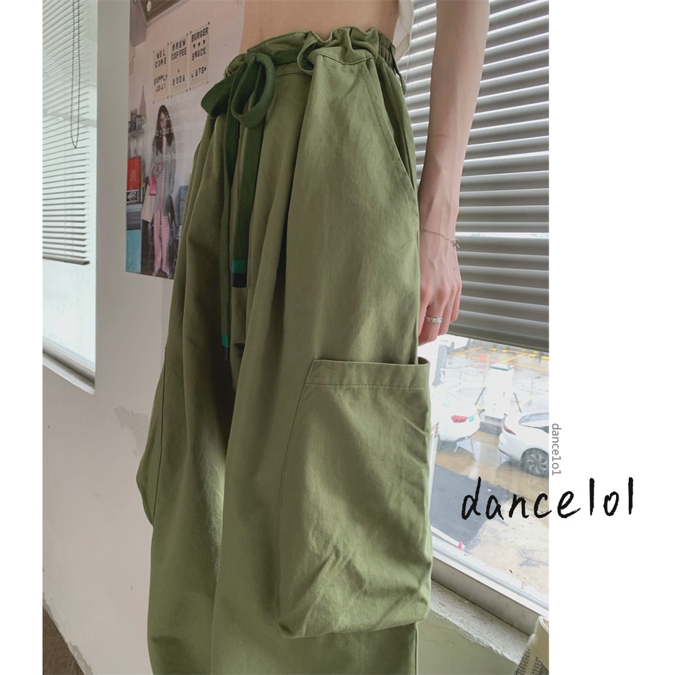 Quần Dài Ống Rộng Phối Dây Phong Cách Punk Retro dance1o1- Dành Cho Nữ