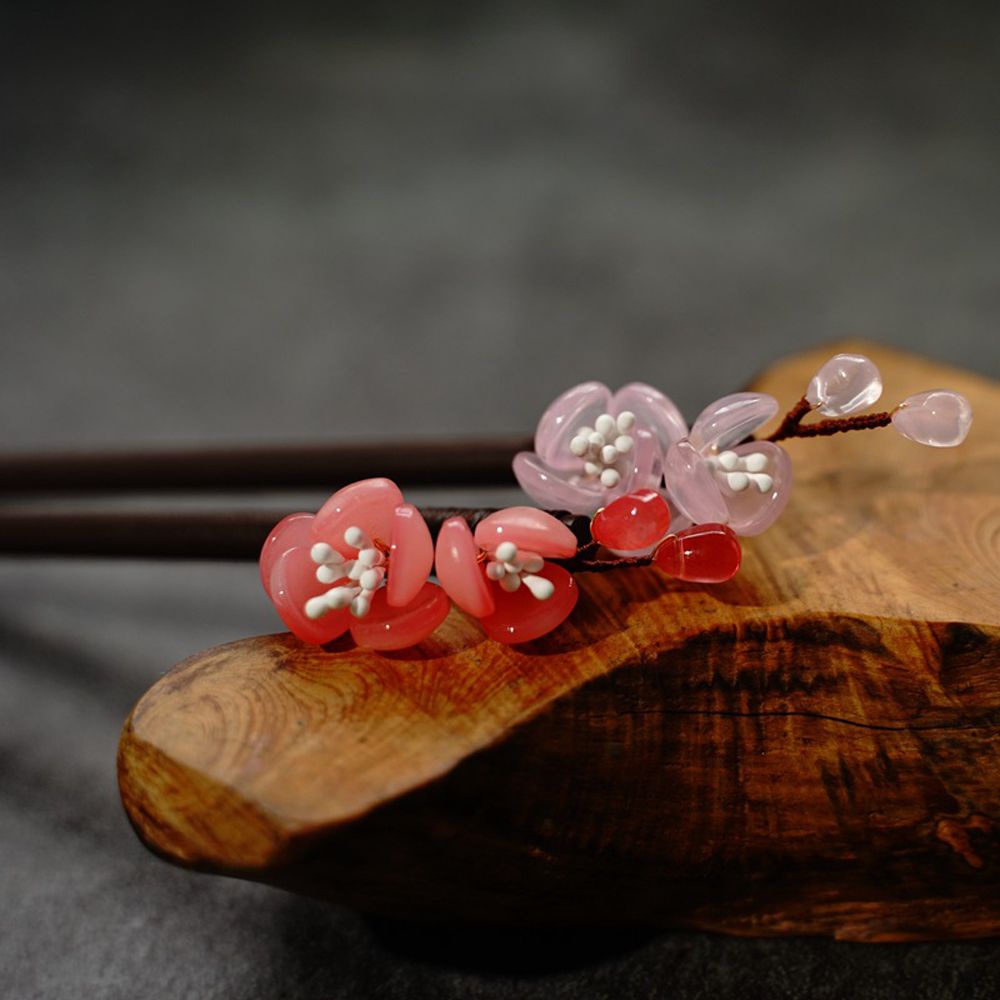 Trâm cài tóc hình hoa bằng gỗ phong cách Trung Hoa cổ điển