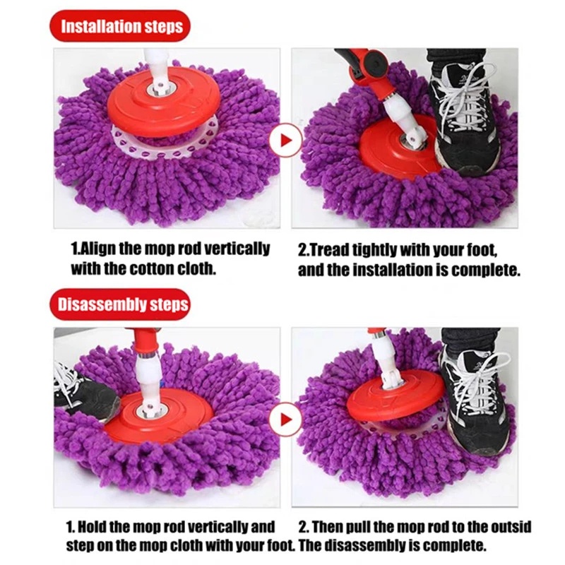 Giẻ Lau Nhà Cotton Xoay 360 Độ Thay Thế Tiện Dụng Cho Gia Đình