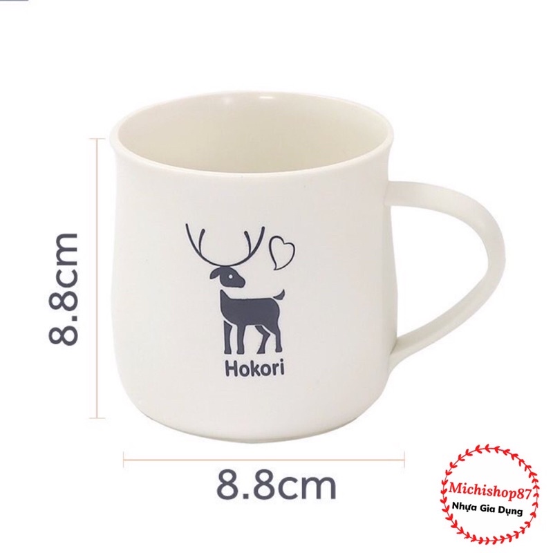 Cốc Nhựa Lúa Mạch 350ml, 400ml Hokori Cao Cấp Việt Nhật, Cốc Chịu Nhiệt Có Quai Cầm Màu Mới