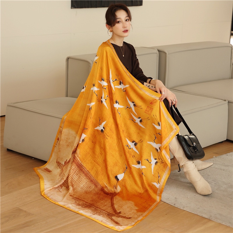 Khăn Choàng Cổ Vuông Vải Lụa In Họa Tiết Thời Trang WJ1014-119 Kích Thước 110x110cm