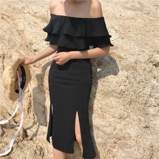 [Hàng order] Váy trễ vai xẻ tà