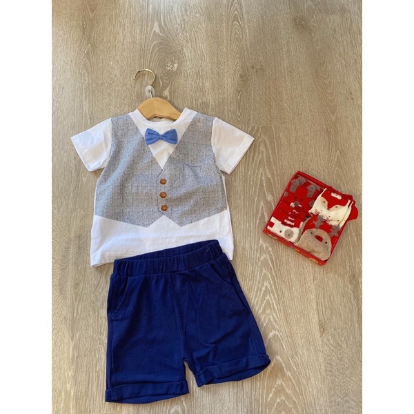 Set bộ bé trai đính giả nơ - H&M