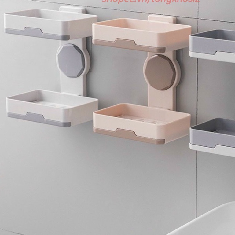 (Bán Buôn Sỉ) Kệ xà phòng xoay 360 độ 2 tầng tiện dụng T2