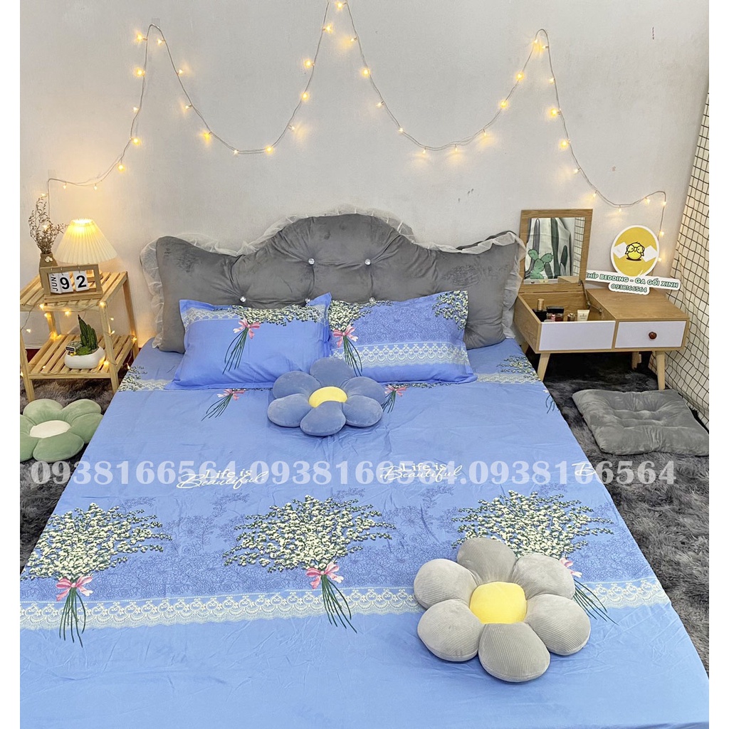 TRỌN BỘ COTTON POLY 5 MÓN CHĂN PHAO DÀY DẶN HÀNG VN HOA BABY - ĐỦ KÍCH THƯỚC