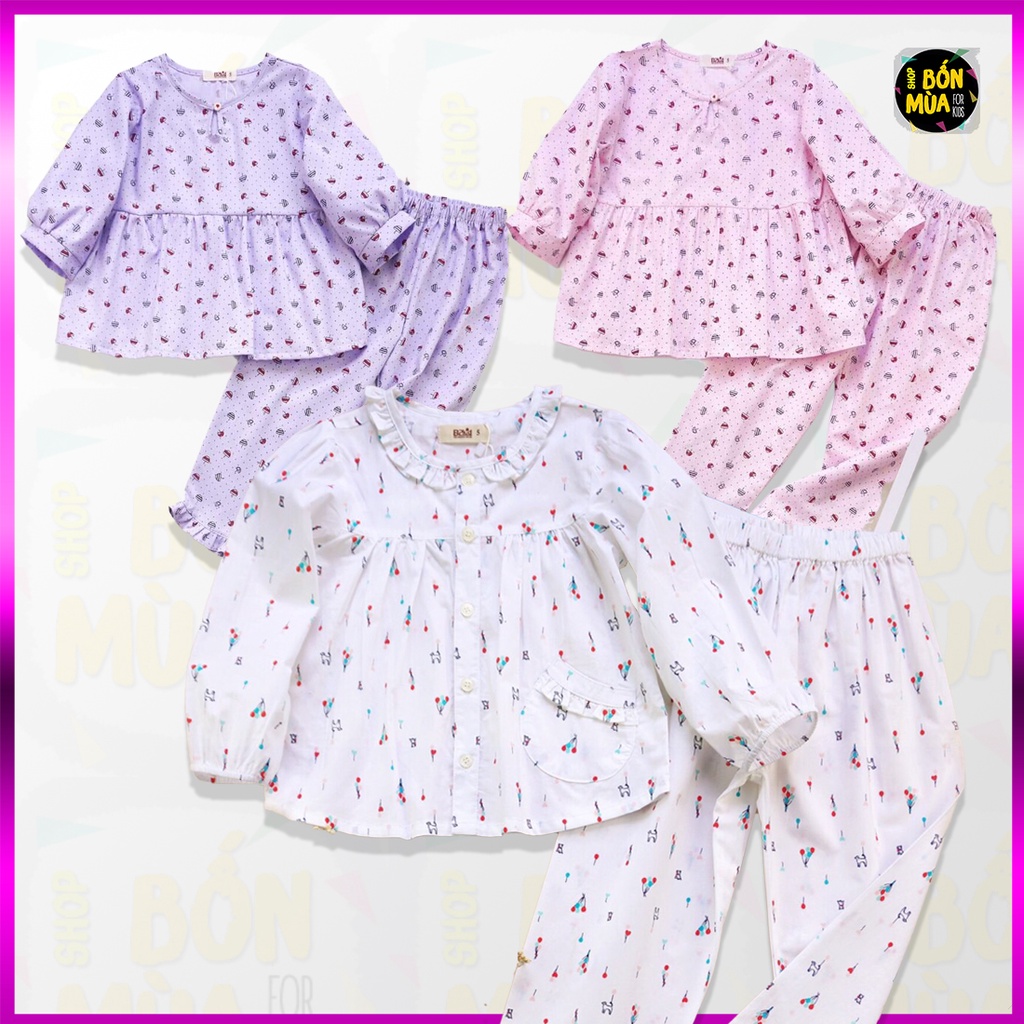 🍎 Bộ Ngủ Dài Tay Bé Gái Kate Nhập Khẩu- Shop Bốn Mùa